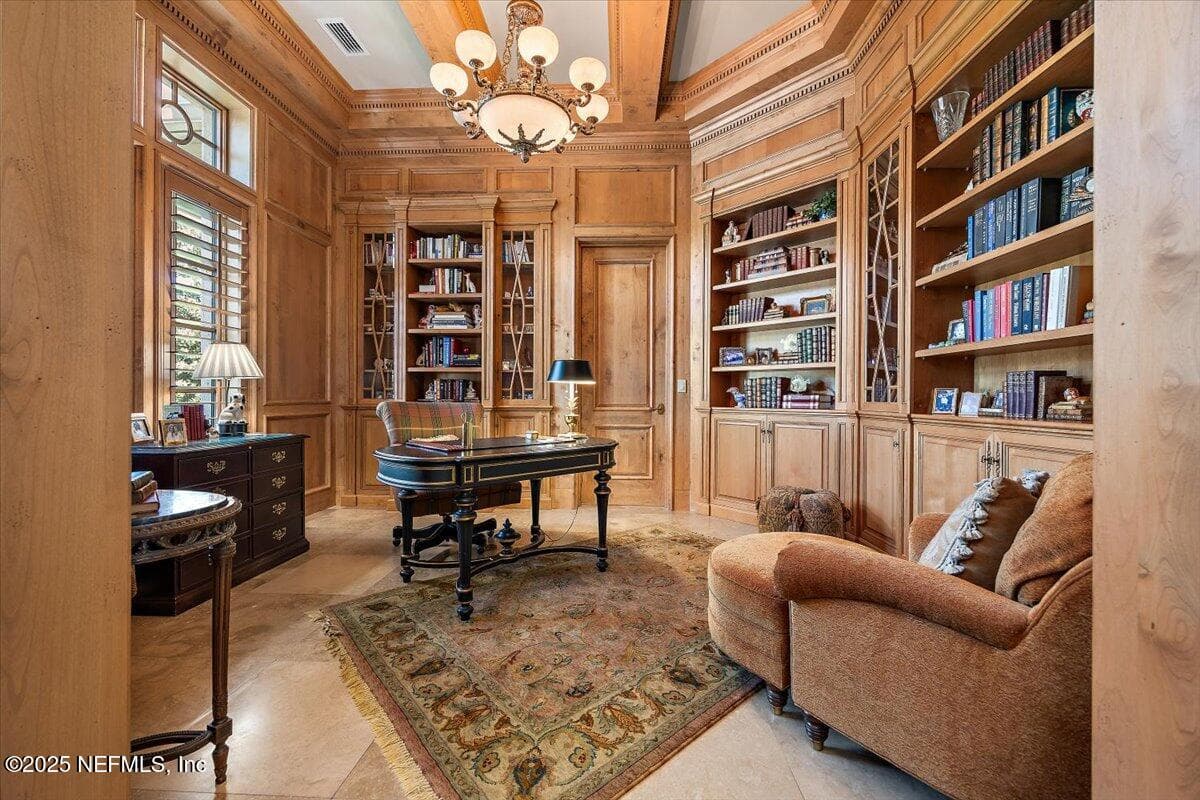 Custom office w/ stunning Alabaster Chandelier — 5367 CHANDLER BEND Drive, Jacksonville, FL 32224