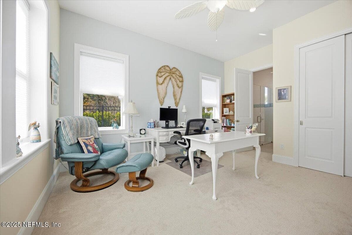 1st floor bedroom, beautiful light and 4 inch window sills. Closet has shelving in it presently. Used as a den area / office. — 4 SUMMER Court, Jacksonville Beach, FL 32250