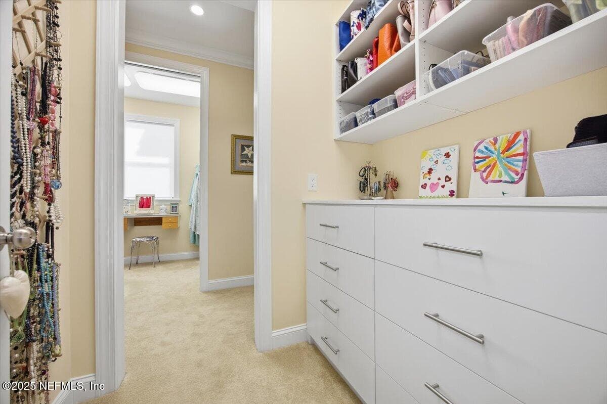This is the other closet, with drawers and shelves. There is a barn door off the hall way to enter this closet. — 4 SUMMER Court, Jacksonville Beach, FL 32250
