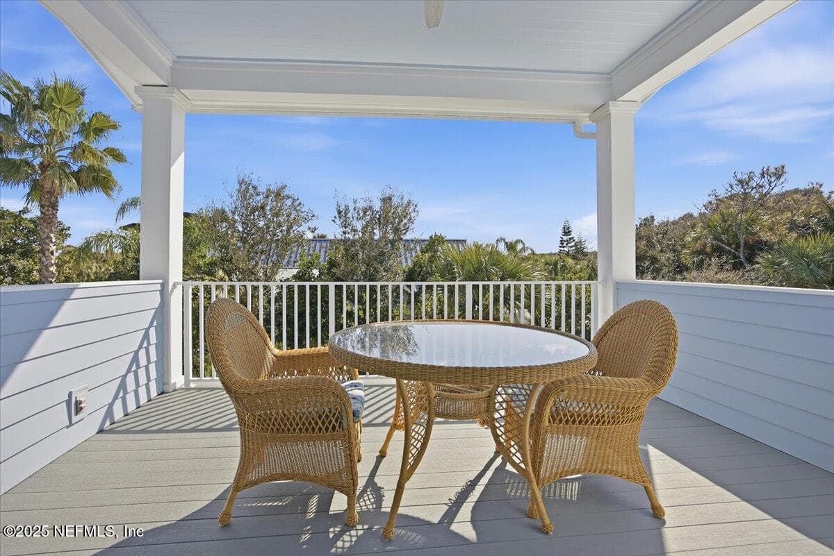 Deck off the owners suite. The ceiling is painted aqua, as the mud wasps will not make nests in that color! — 4 SUMMER Court, Jacksonville Beach, FL 32250