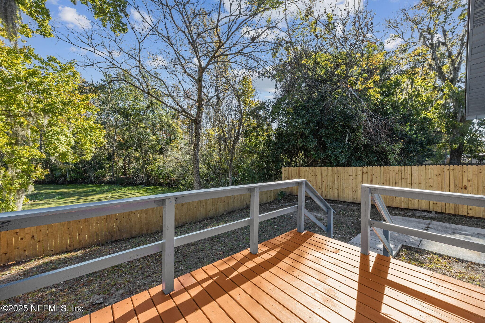 Private backyard with water to wood view and brand new privacy fencing — 7611 MC COWAN Drive, Jacksonville, FL 32244