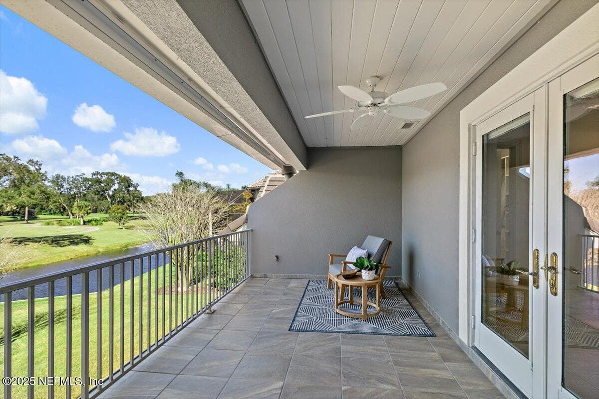 Large luxuriating balcony accessible from 2nd floor ensuite and guest bedroom/office. Balcony flooring recently replaced! — 134 MUIRFIELD Drive, Ponte Vedra Beach, FL 32082