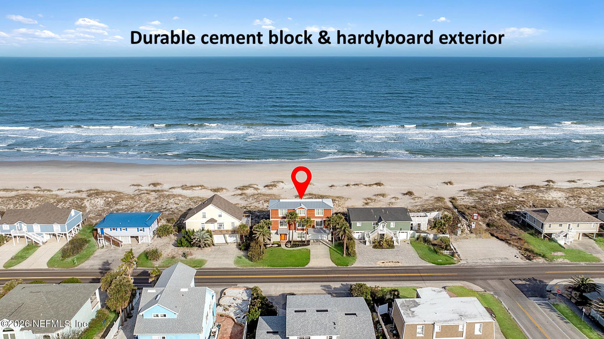 Constructed with solid cement block, elegant cedar shaker siding, and a durable galvanized metal roof (2018) ... — 822 S FLETCHER Avenue, Fernandina Beach, FL 32034