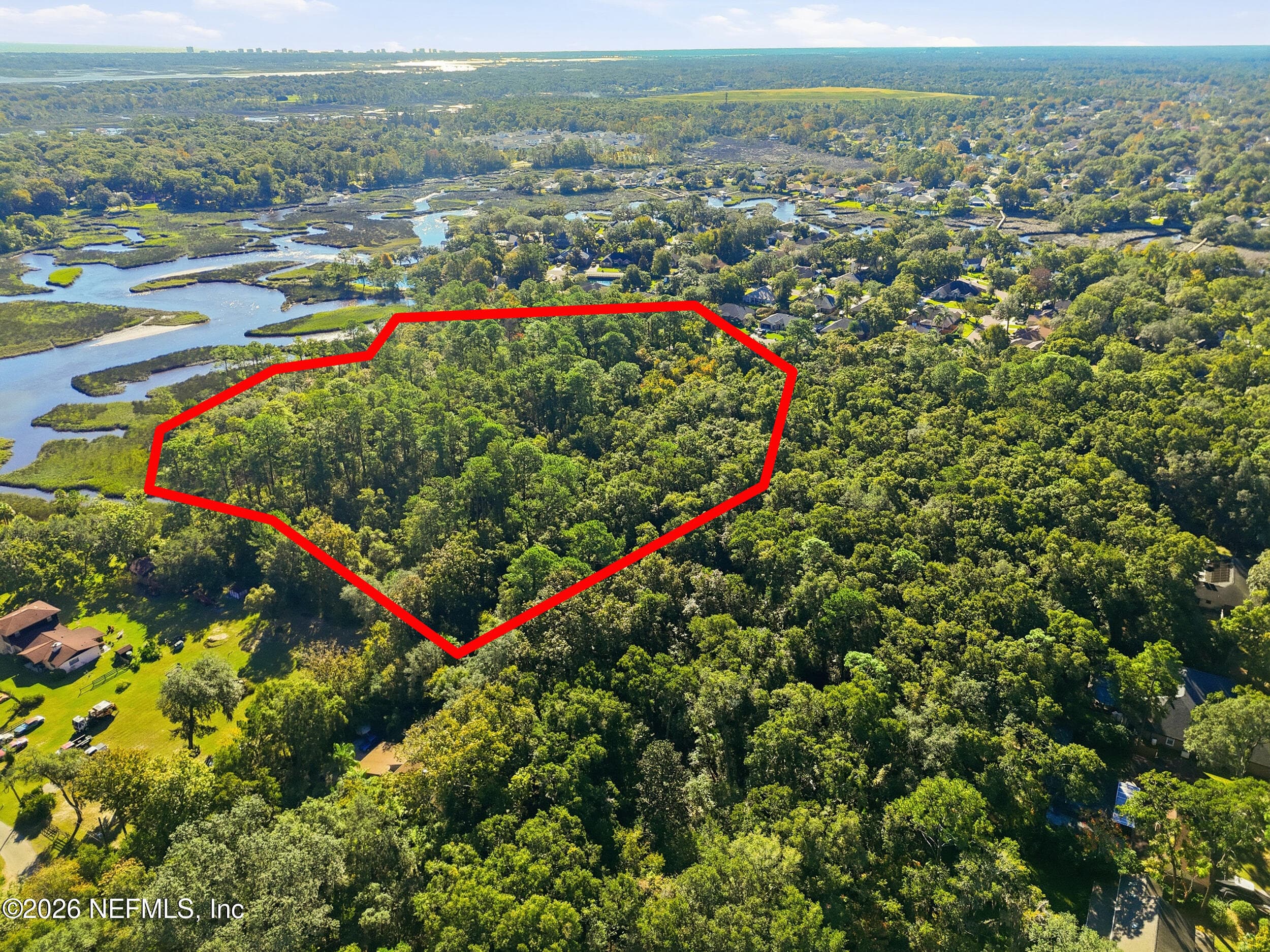 Outline of property, aerial view, from Gately Oaks Road. — 2 QUINLAN RIDGE Lane E, Jacksonville, FL 32225