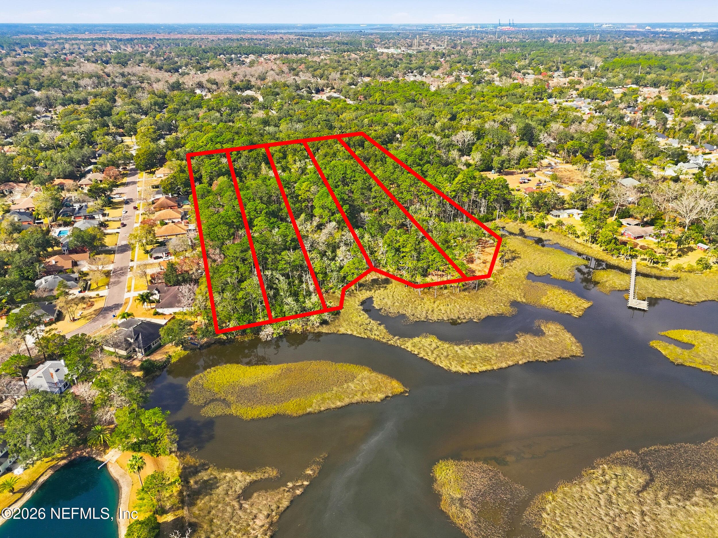 Rough estimate of each of the five lots. Aerial view from Mount Pleasant Creek. — 3 QUINLAN RIDGE Lane E, Jacksonville, FL 32225