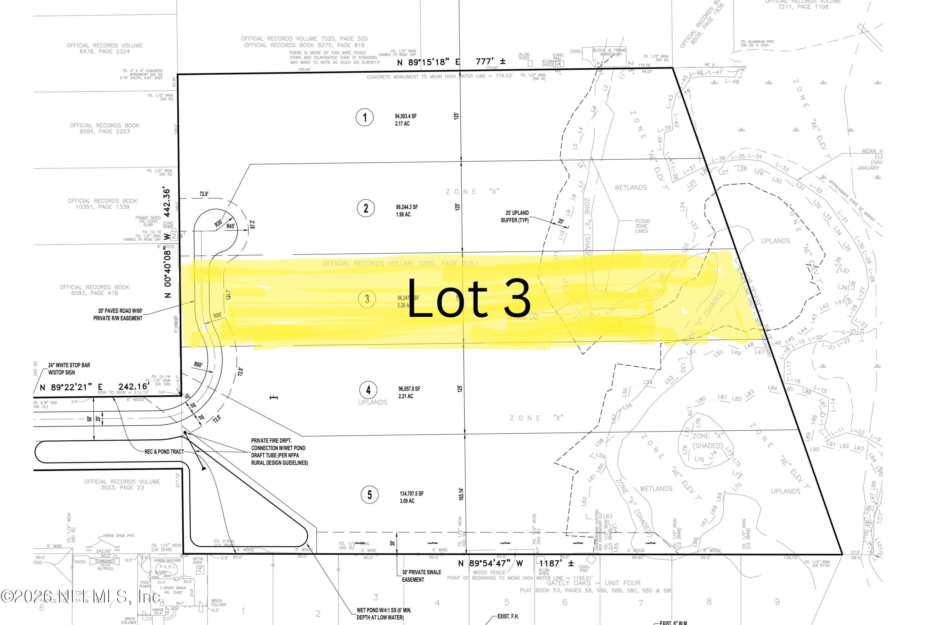 Lot 3. Quinlan Ridge. Site Plans showing all 5 lots and future infrastructure. — 3 QUINLAN RIDGE Lane E, Jacksonville, FL 32225