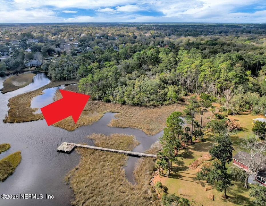 Aerial View of entire property from Mount Pleasant Creek. — 4 QUINLAN RIDGE Lane E, Jacksonville, FL 32225