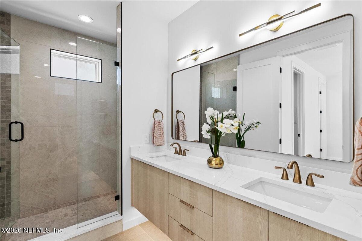 Primary Bathroom sight line of the Primary Shower — 118 13TH Avenue S 103 C, Jacksonville Beach, FL 32250