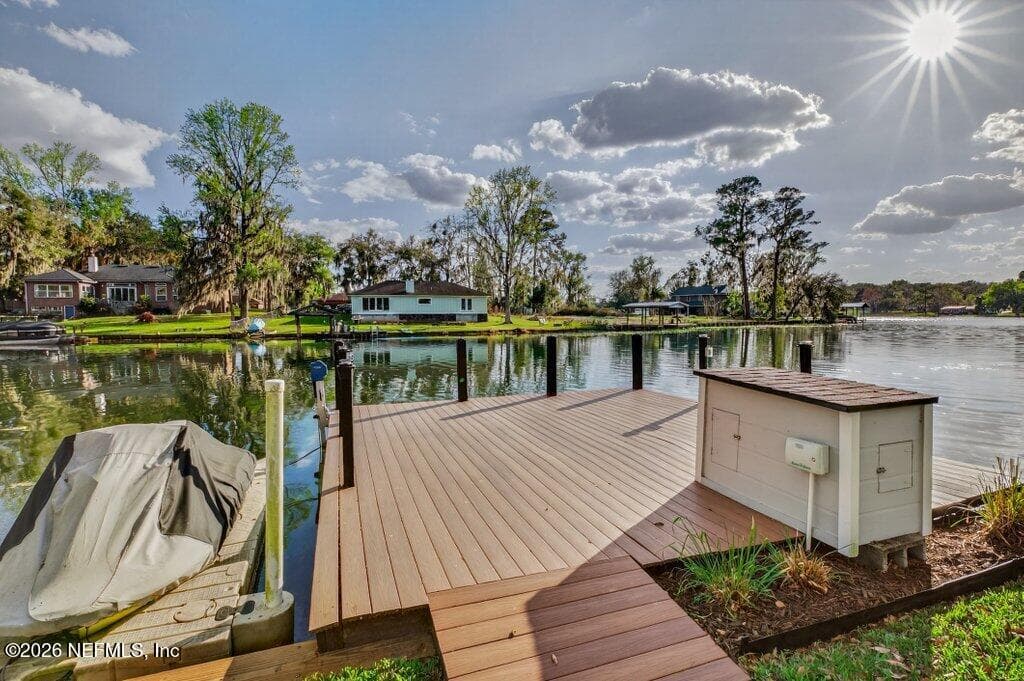 White box is irrigation pump, sprinklers take water from lake — 258 BUSH Court, Green Cove Springs, FL 32043