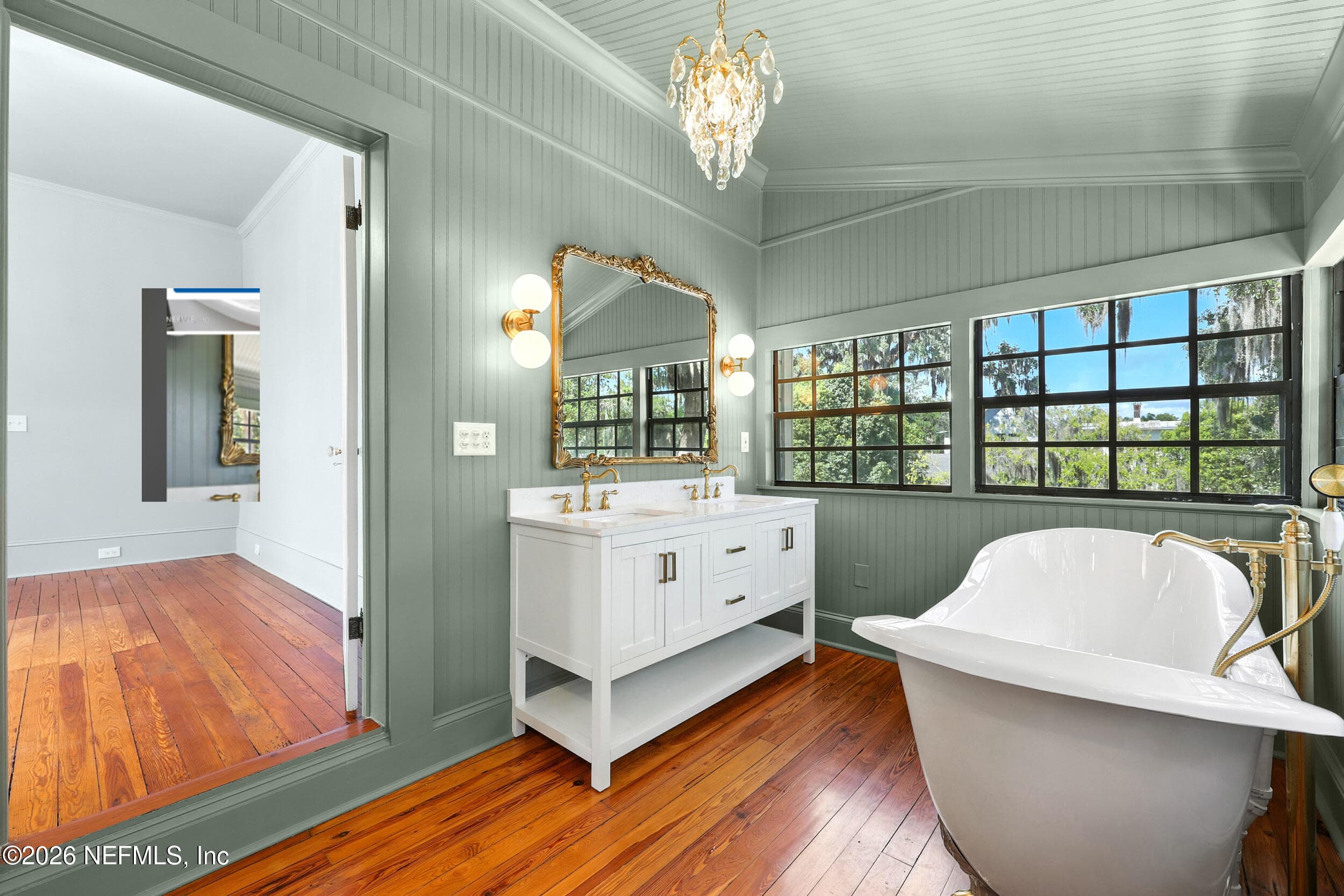 Primary Bathroom in Sherwin Williams Evergreen Fog — 700 WALNUT Street, Green Cove Springs, FL 32043