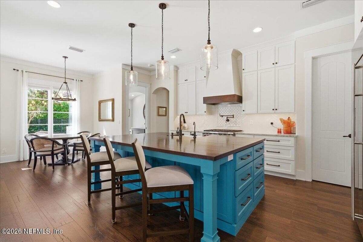 Custom Butcher Block Island lined with storage — 109 LAUREL Way, Ponte Vedra Beach, FL 32082