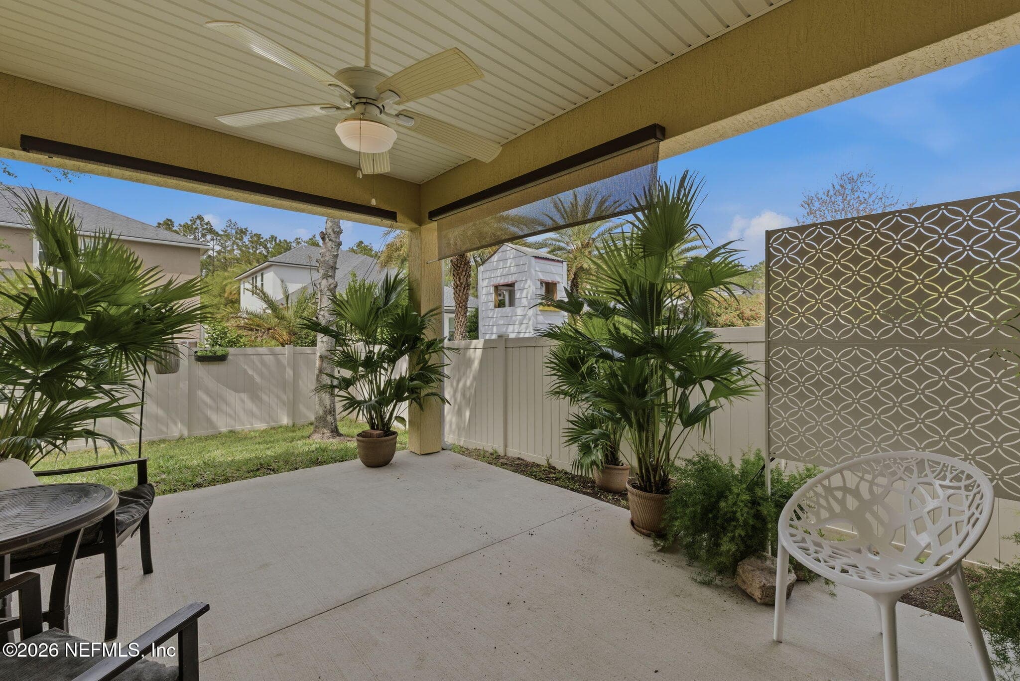 Covered Rear Lanai with Ceiling Fan — 411 CITRUS RIDGE Drive, Ponte Vedra, FL 32081