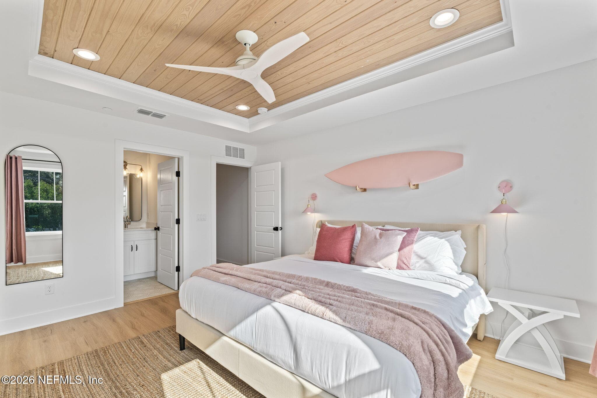 Primary bedroom with tongue and groove ceiling — 923 2ND Avenue S, Jacksonville Beach, FL 32250