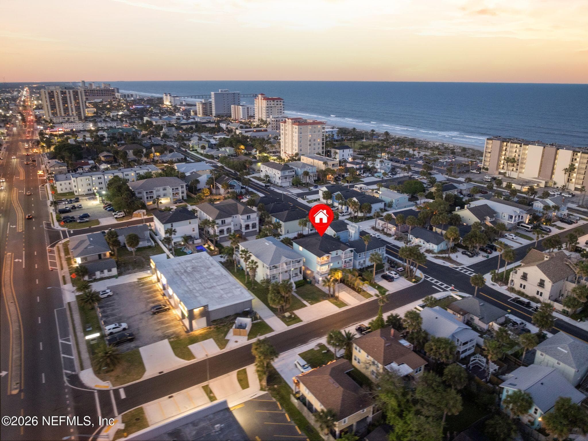 Twilight drone — 209 7TH Avenue S, Jacksonville Beach, FL 32250