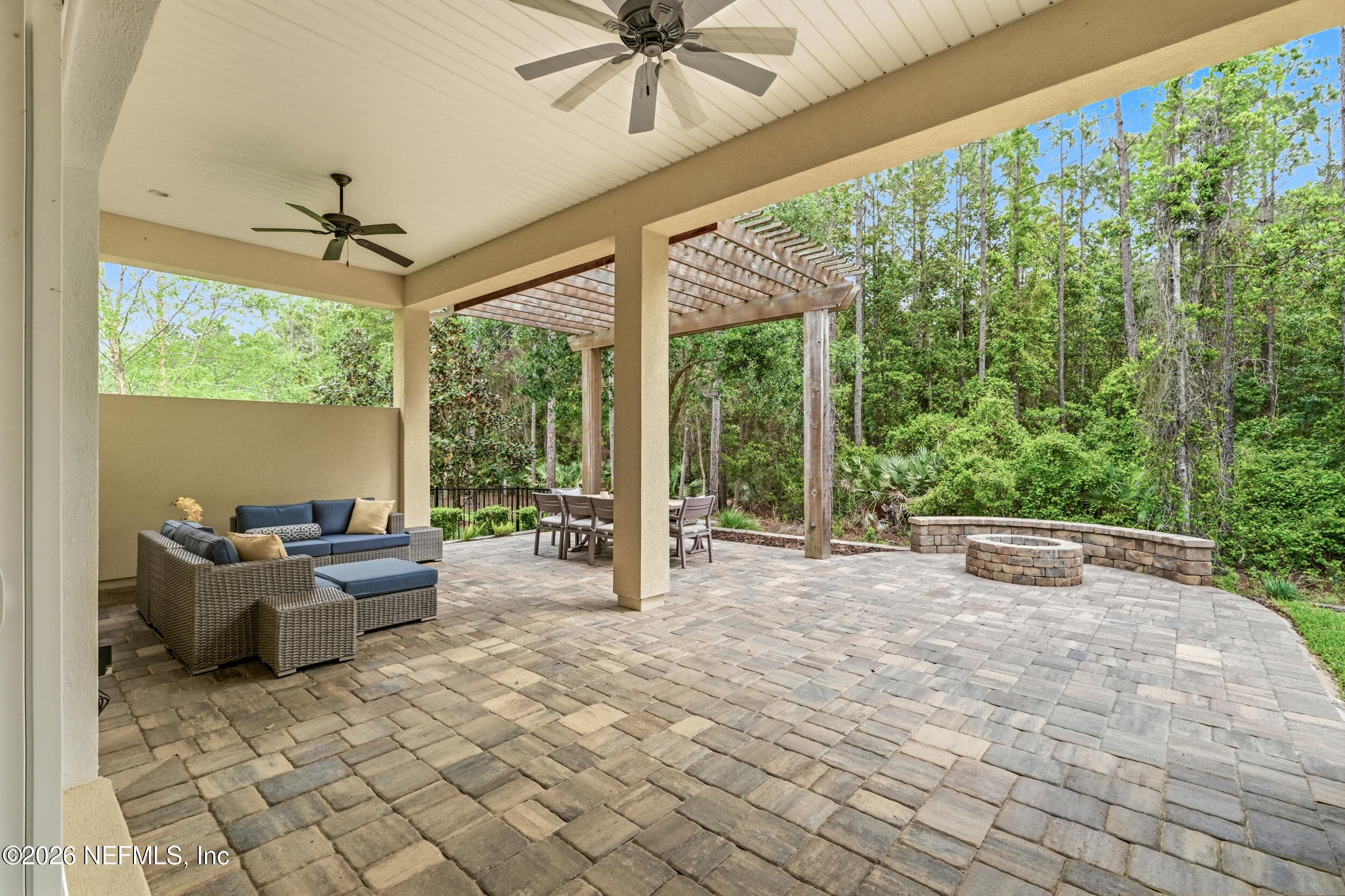 Patio pergola & stone firepit — 323 MAHI Drive, Ponte Vedra, FL 32081