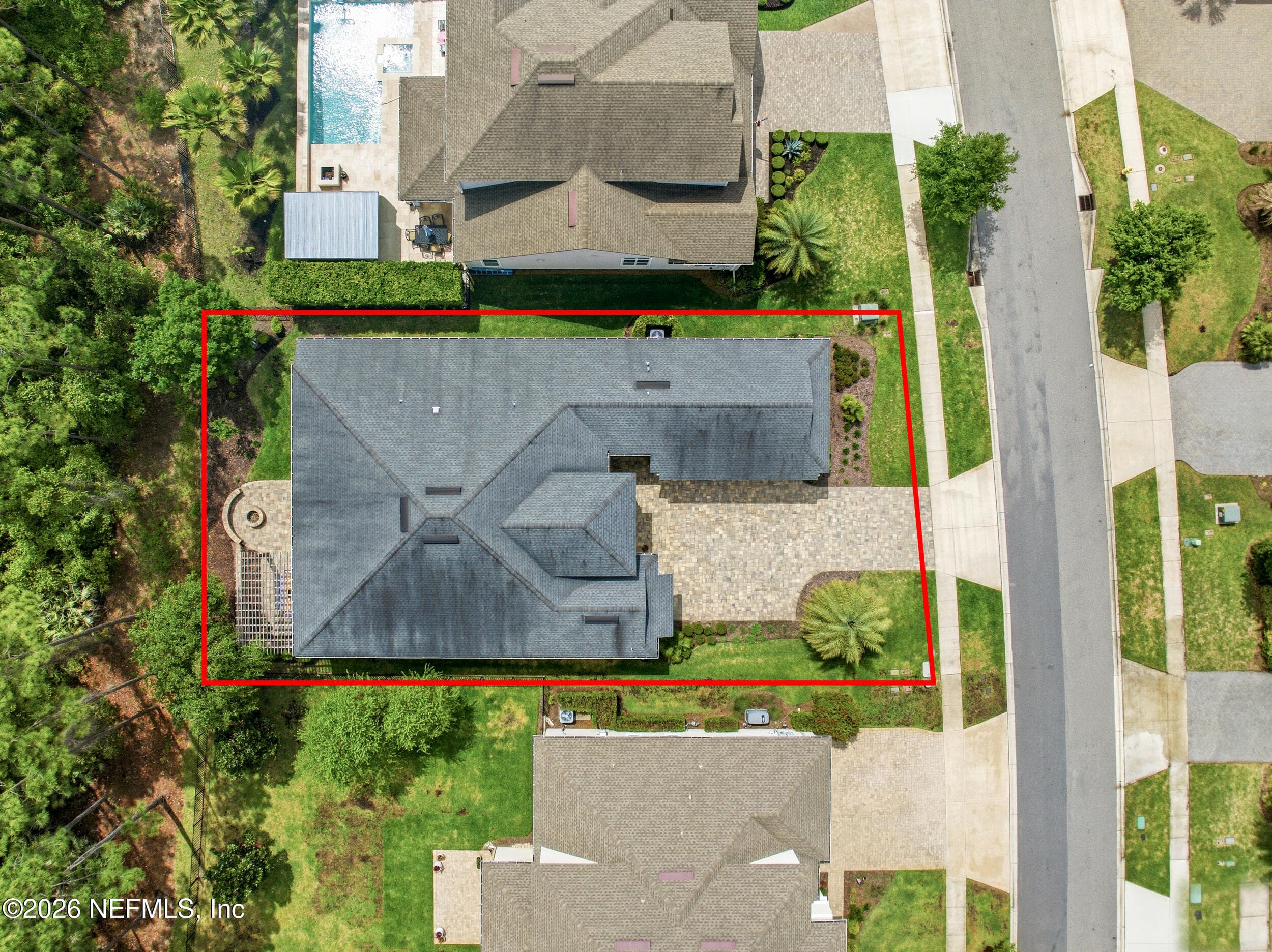 Aerial property boundary view — 323 MAHI Drive, Ponte Vedra, FL 32081