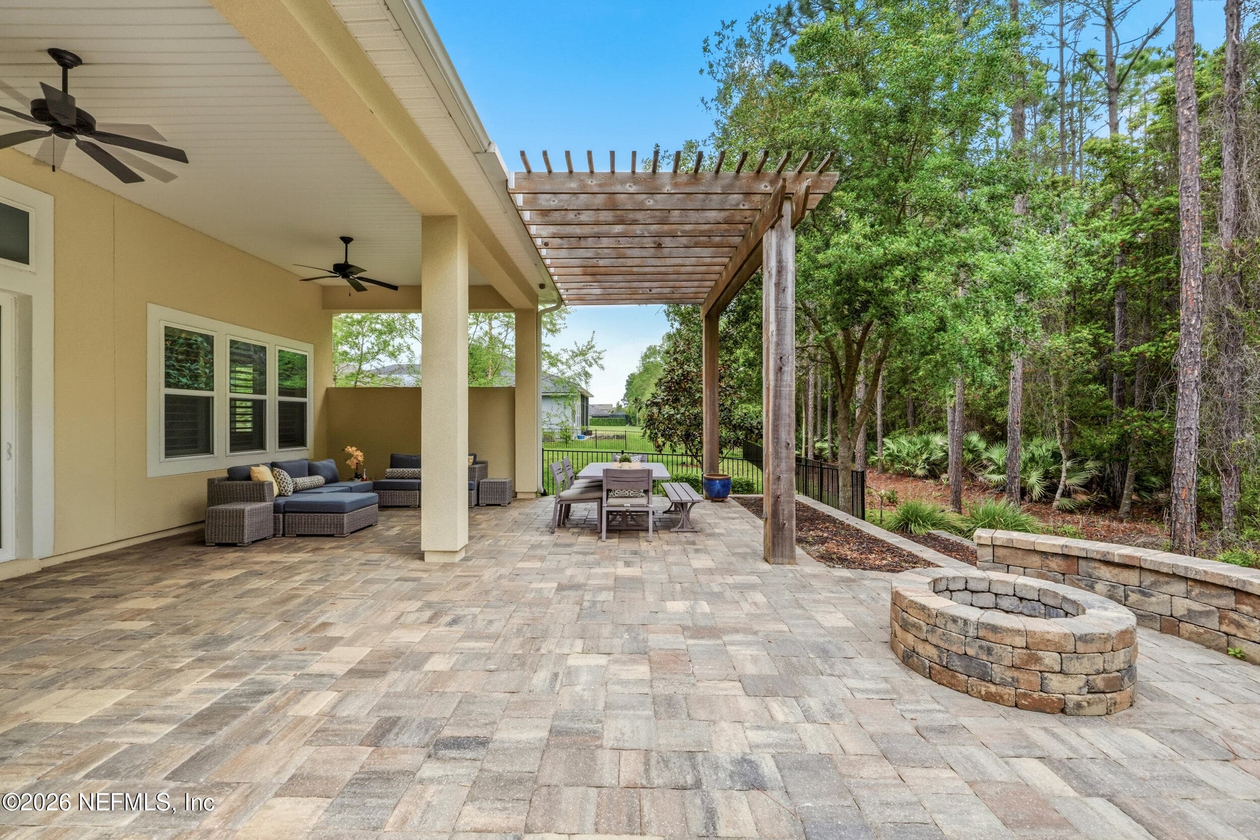 Stone firepit preserve trees — 323 MAHI Drive, Ponte Vedra, FL 32081