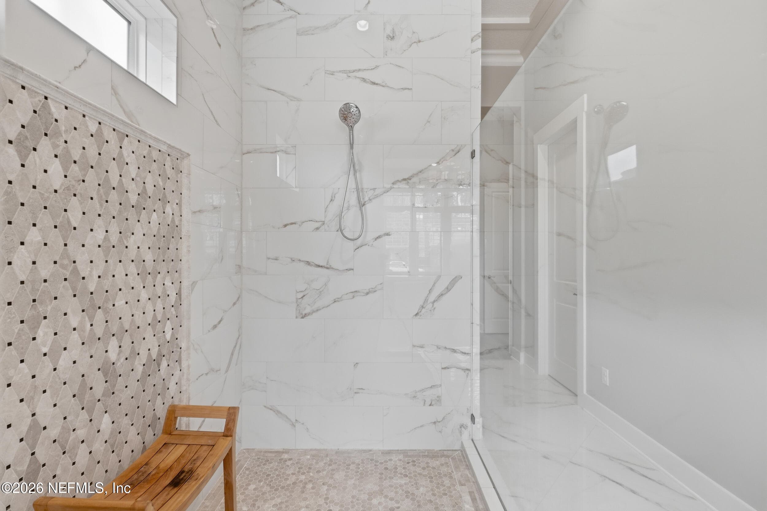 Walk-in shower arabesque tile — 323 MAHI Drive, Ponte Vedra, FL 32081