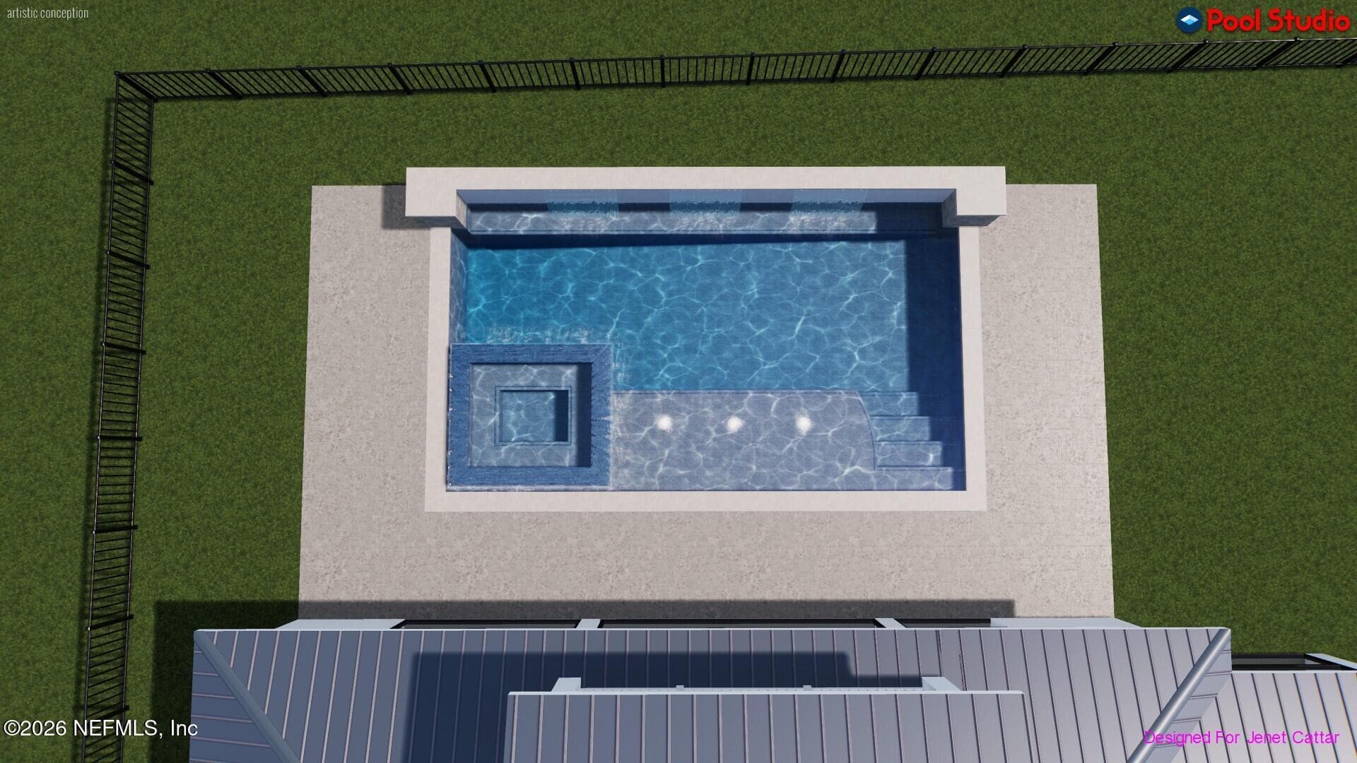 Plenty of room for a dream pool. Drawings by Southern Elegance Pools — 4 SUMMER Court, Jacksonville Beach, FL 32250