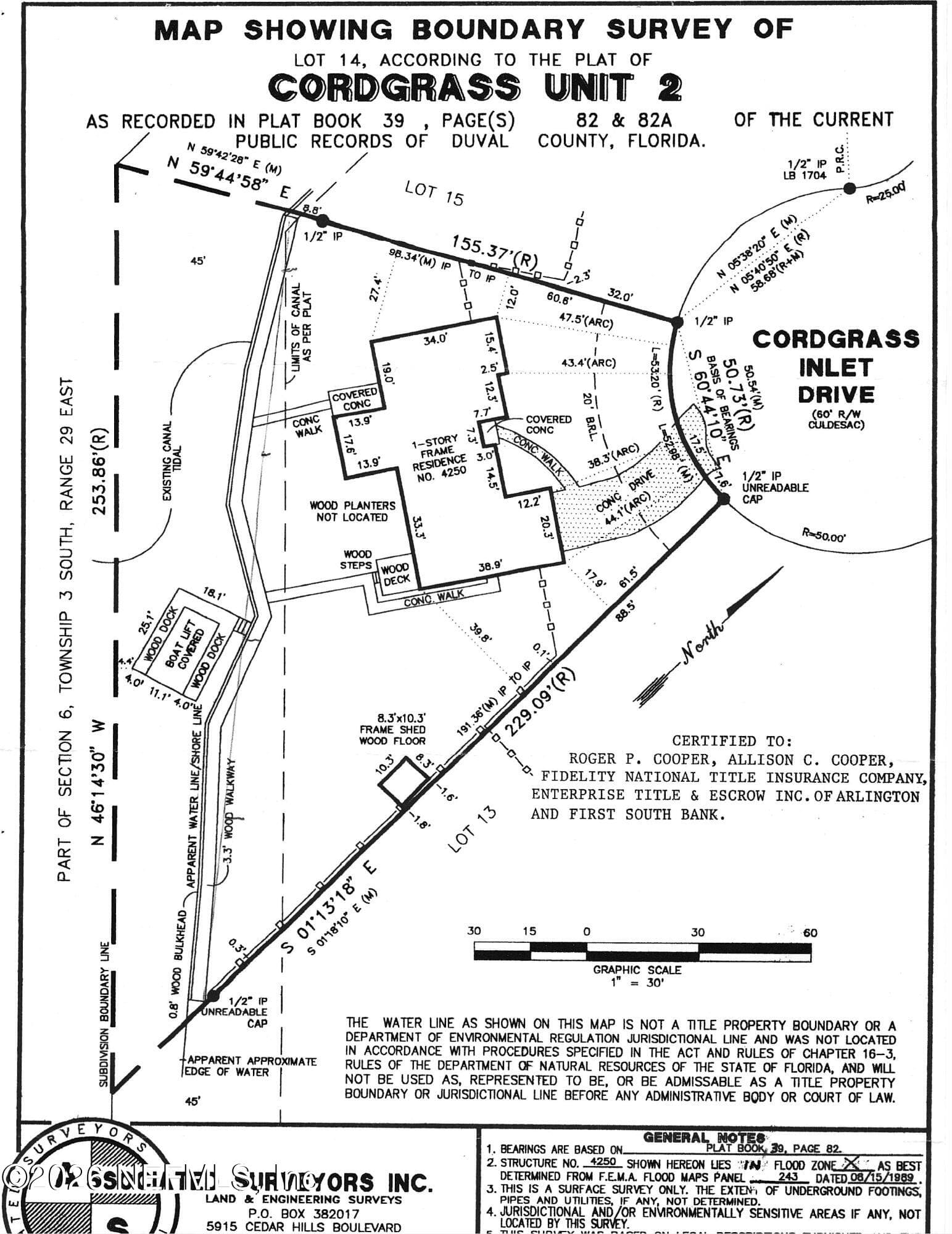 Original Owner's Survey — 4250 CORDGRASS INLET Drive, Jacksonville, FL 32250