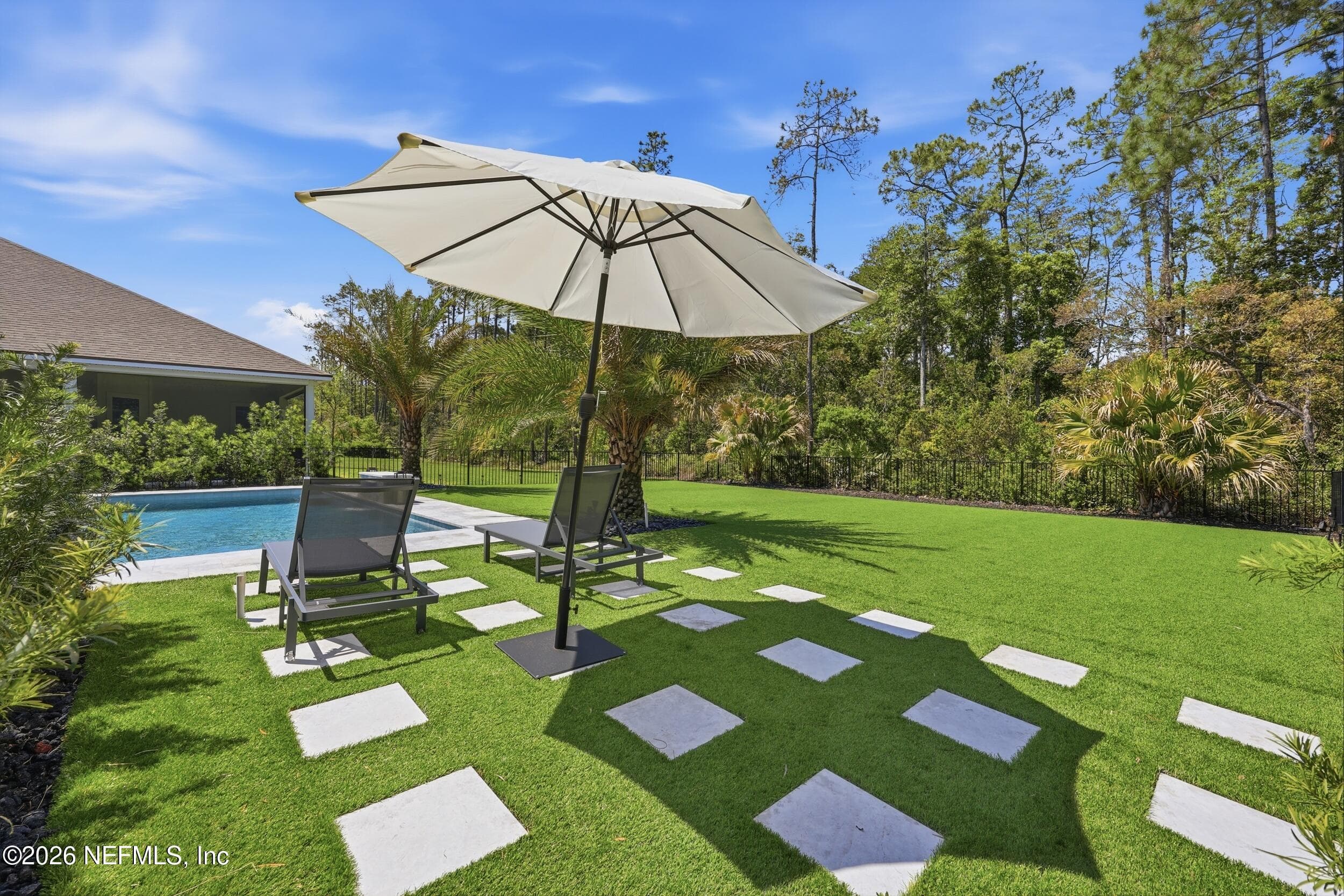 Backyard pool oasis and huge yard — 351 PALM CREST Drive, Ponte Vedra, FL 32081