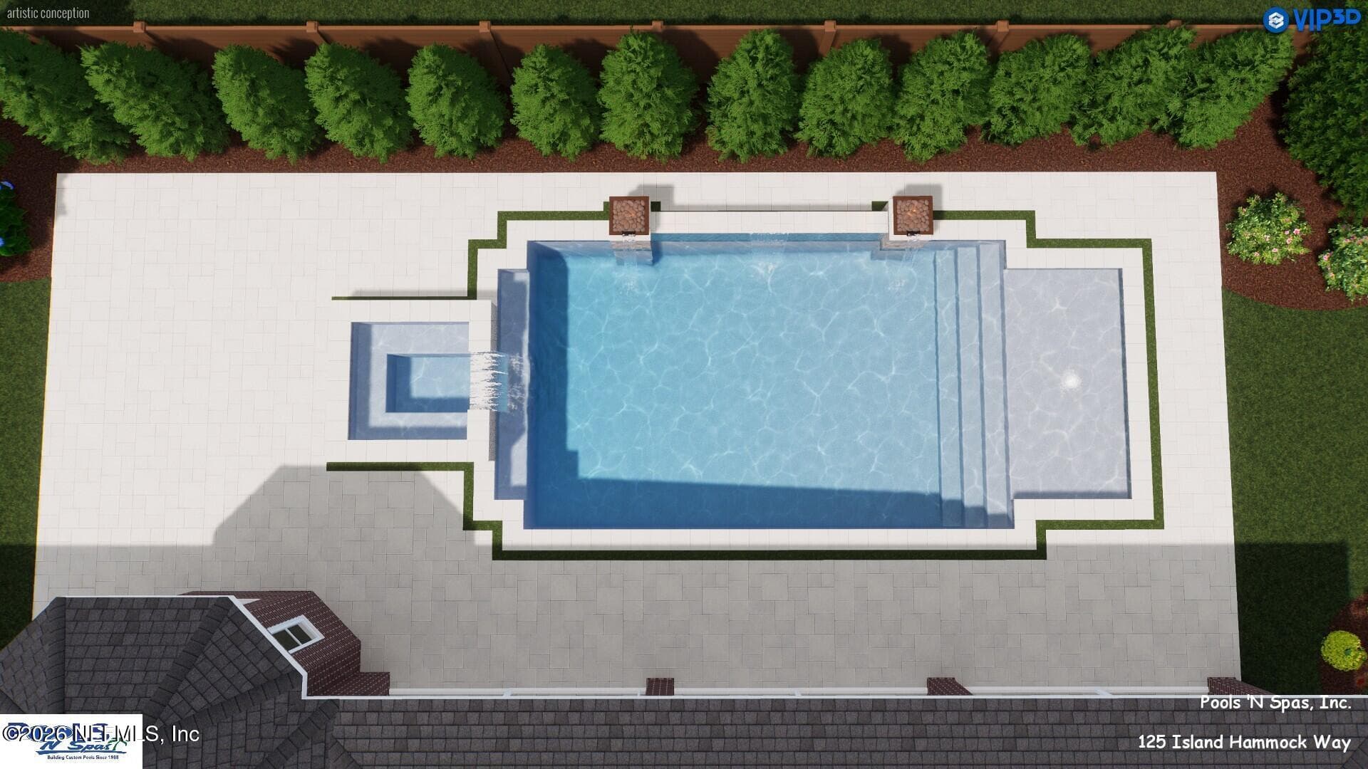 Rendering is for illustrative purposes only; pool design, size, and placement are conceptual and subject to approvals, permits, and site conditions. — 125 ISLAND HAMMOCK Way, St. Augustine Beach, FL 32080