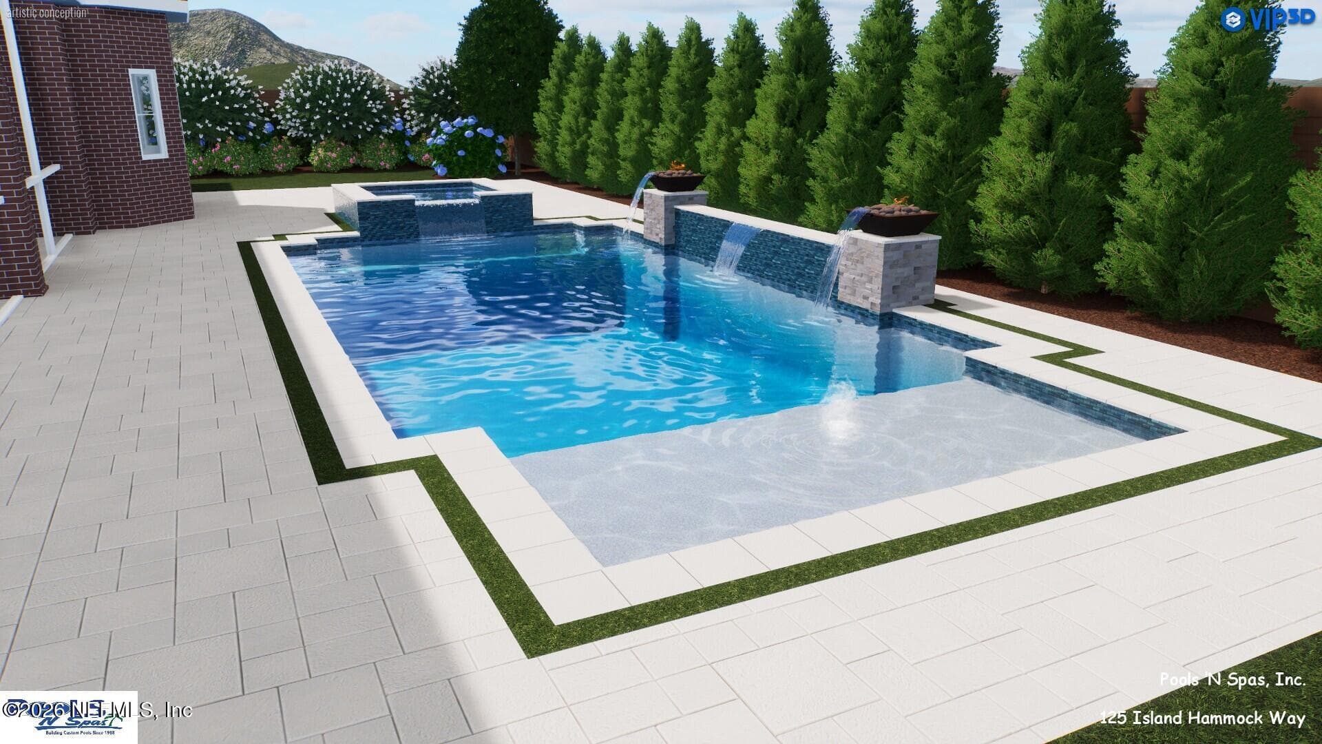 Rendering is for illustrative purposes only; pool design, size, and placement are conceptual and subject to approvals, permits, and site conditions. — 125 ISLAND HAMMOCK Way, St. Augustine Beach, FL 32080