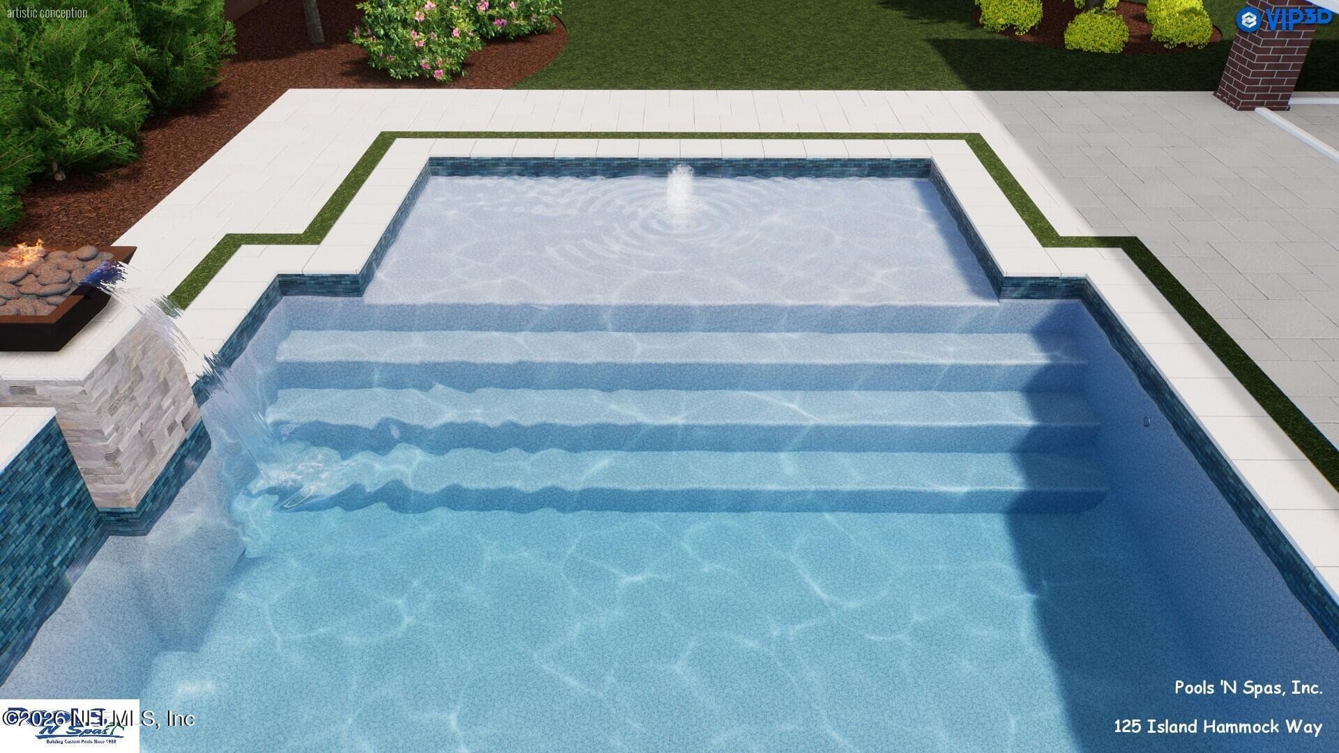 Rendering is for illustrative purposes only; pool design, size, and placement are conceptual and subject to approvals, permits, and site conditions. — 125 ISLAND HAMMOCK Way, St. Augustine Beach, FL 32080