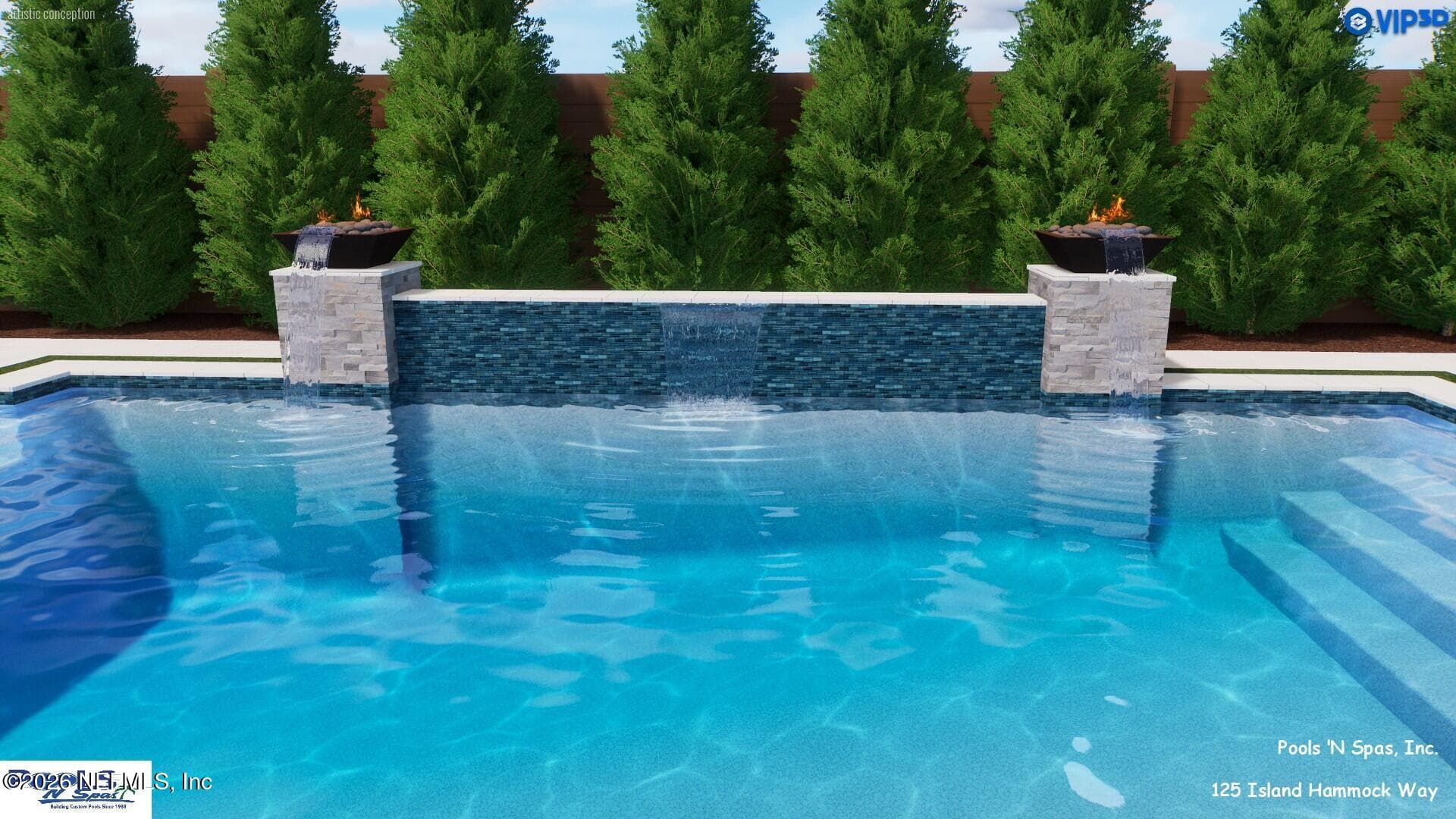 Rendering is for illustrative purposes only; pool design, size, and placement are conceptual and subject to approvals, permits, and site conditions. — 125 ISLAND HAMMOCK Way, St. Augustine Beach, FL 32080