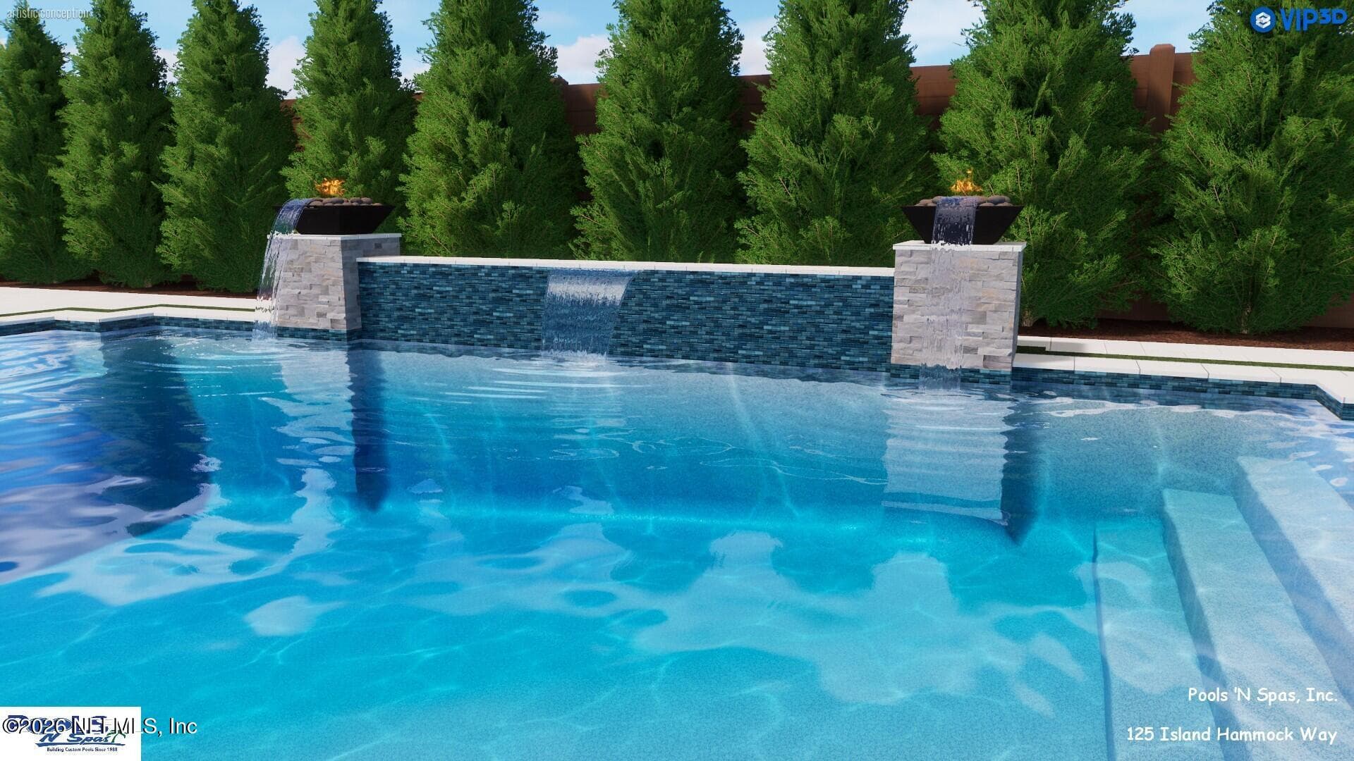 Rendering is for illustrative purposes only; pool design, size, and placement are conceptual and subject to approvals, permits, and site conditions. — 125 ISLAND HAMMOCK Way, St. Augustine Beach, FL 32080