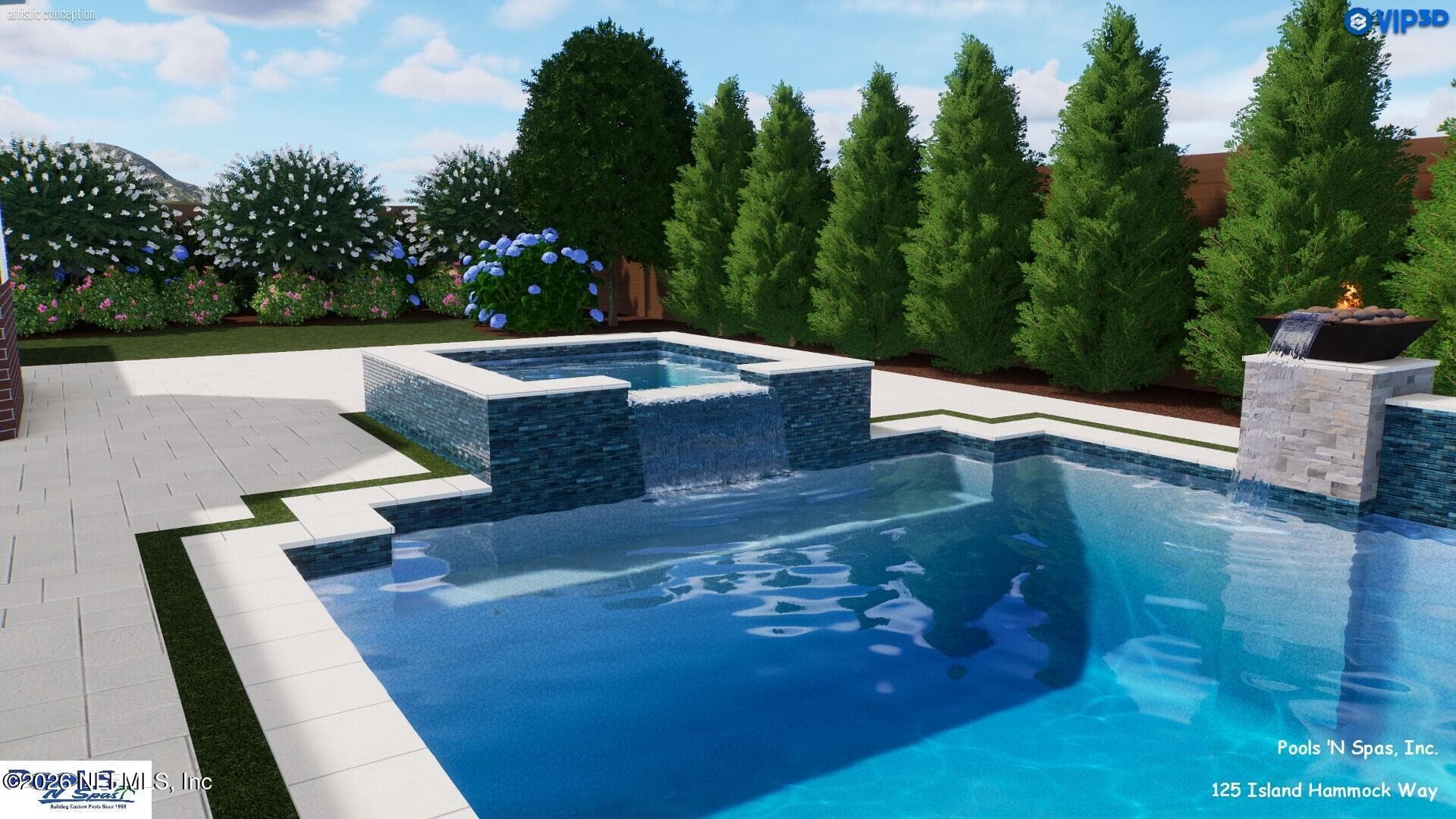 Rendering is for illustrative purposes only; pool design, size, and placement are conceptual and subject to approvals, permits, and site conditions. — 125 ISLAND HAMMOCK Way, St. Augustine Beach, FL 32080