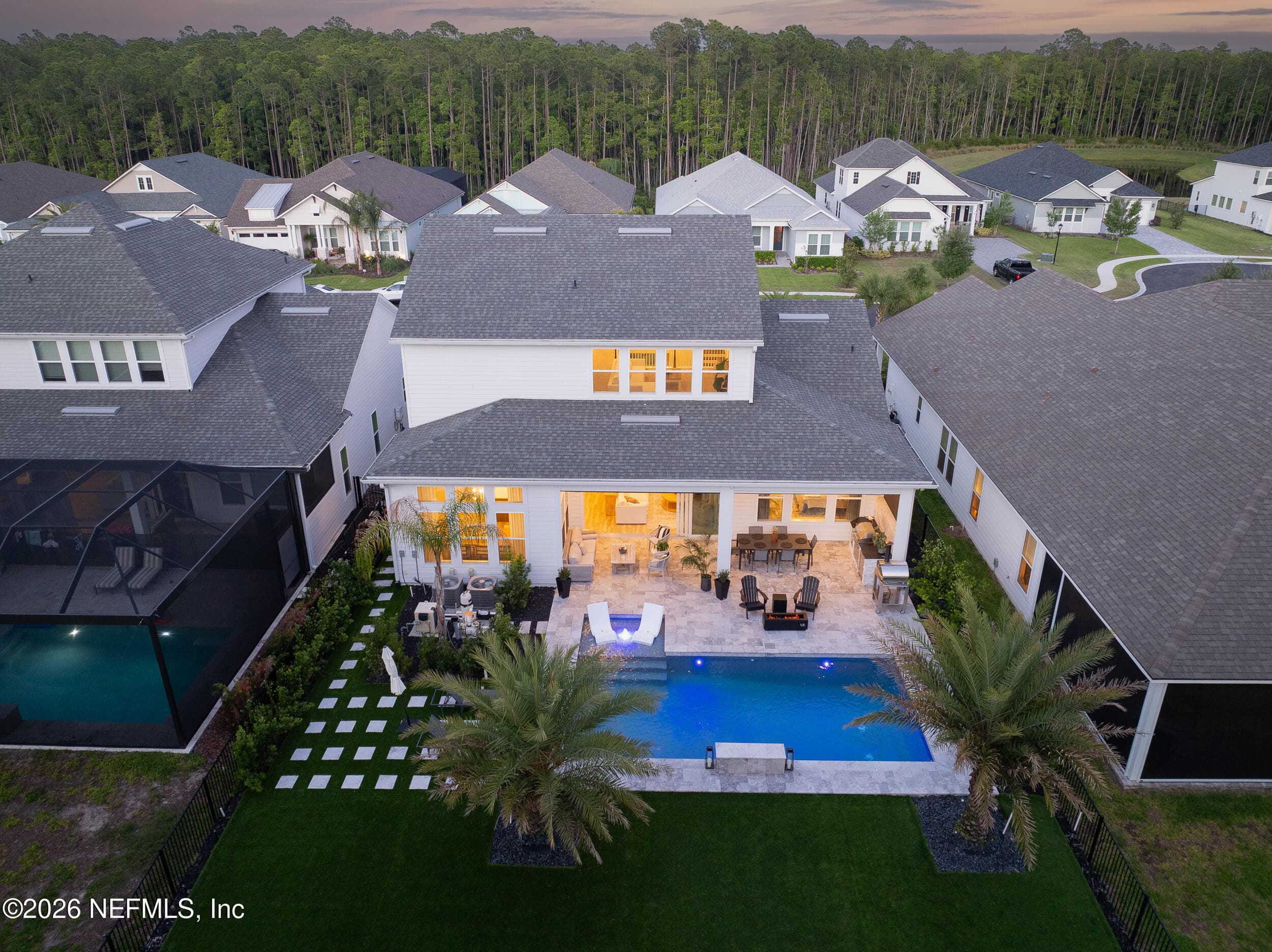 Twilight drone shot — 351 PALM CREST Drive, Ponte Vedra, FL 32081