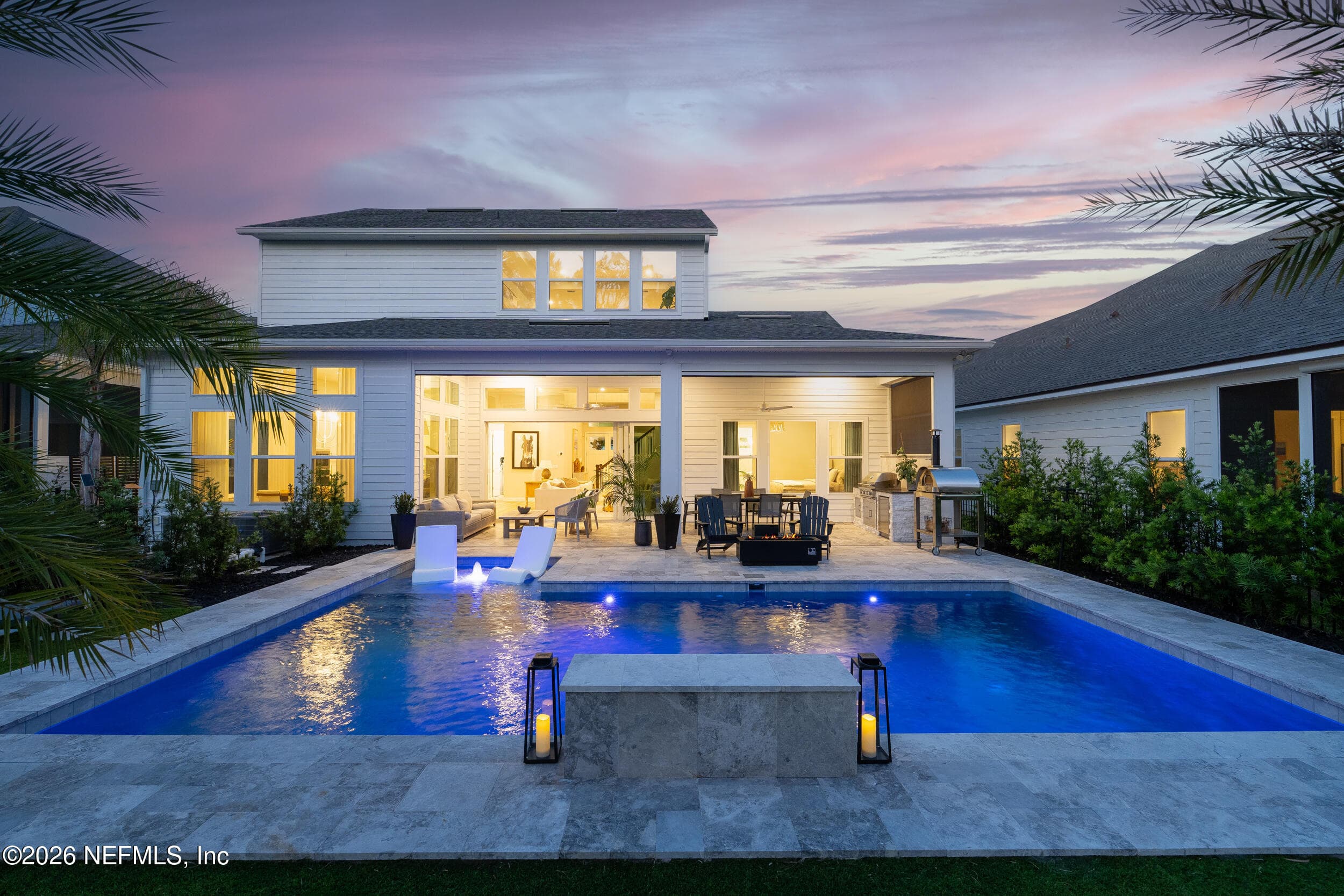 Twilight of pool — 351 PALM CREST Drive, Ponte Vedra, FL 32081