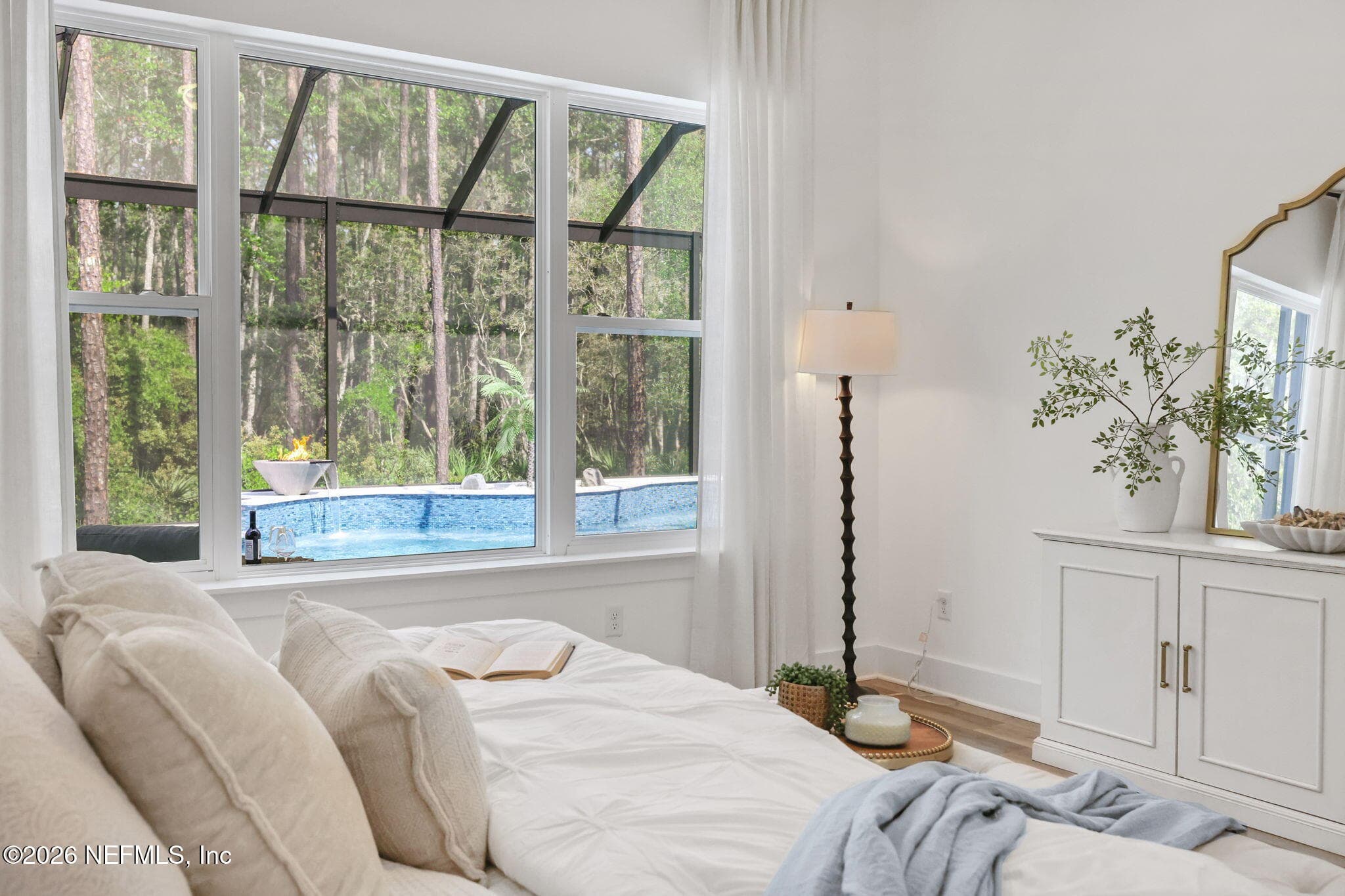 Primary bedroom with private views of pool and preserve — 446 PALM CREST Drive, Ponte Vedra, FL 32081