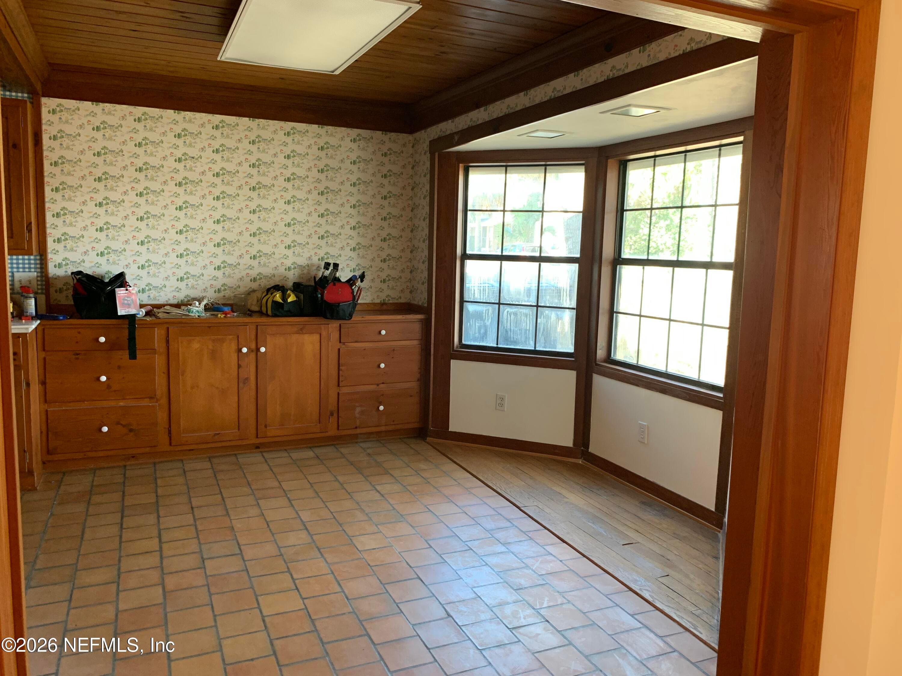 Spacious eat in kitchen, built in cabinetry & appliances replaced 2022. — 120 BEACH Avenue, Atlantic Beach, FL 32233