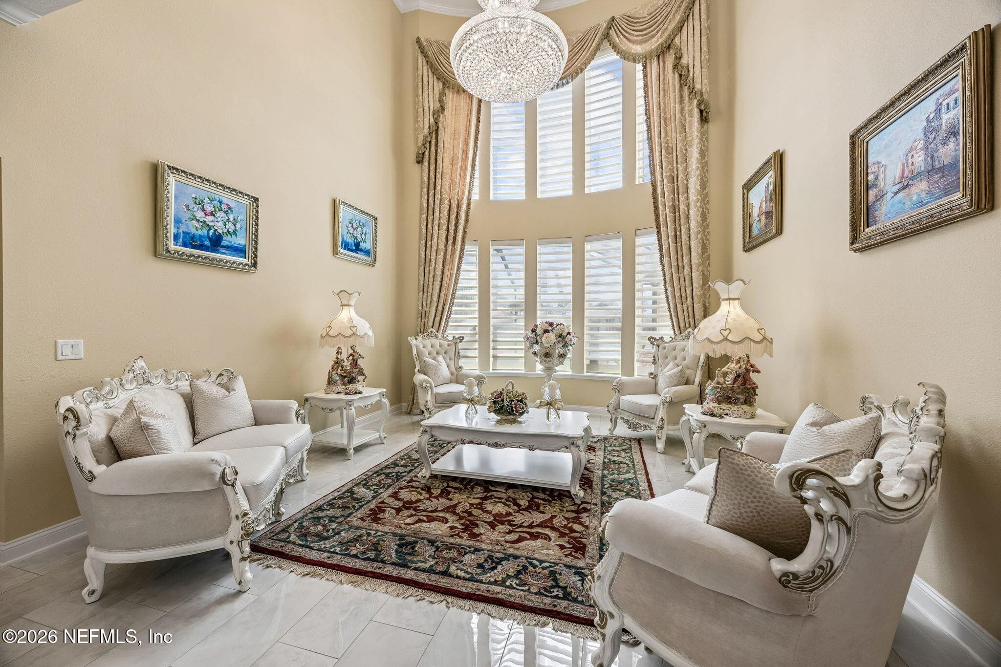Two Story Living room with remote blinds — 2852 CASSIA Lane, Jacksonville, FL 32246
