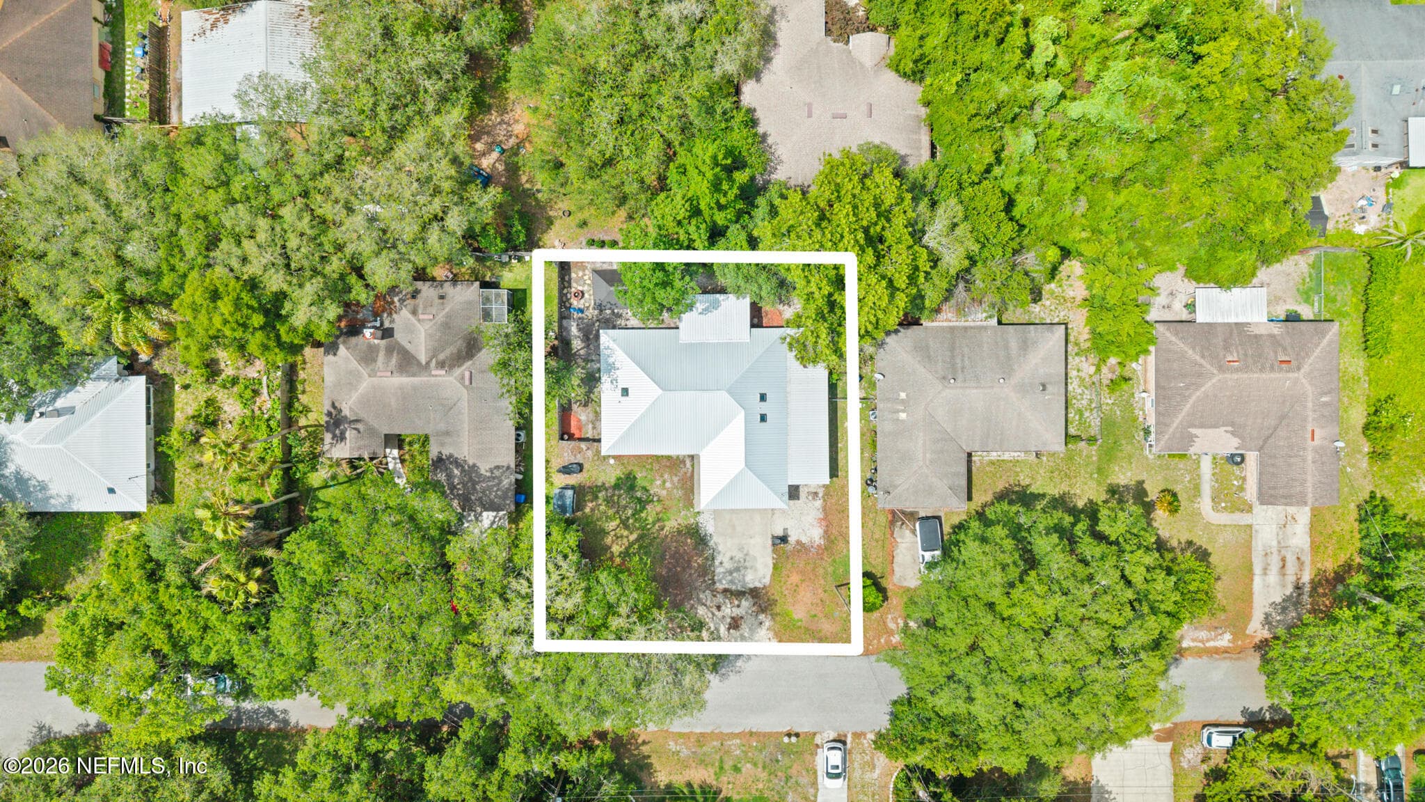 Aerial view, property lines are approximate and for illusion purposes only — 111 SWALLOW Road, St. Augustine, FL 32086