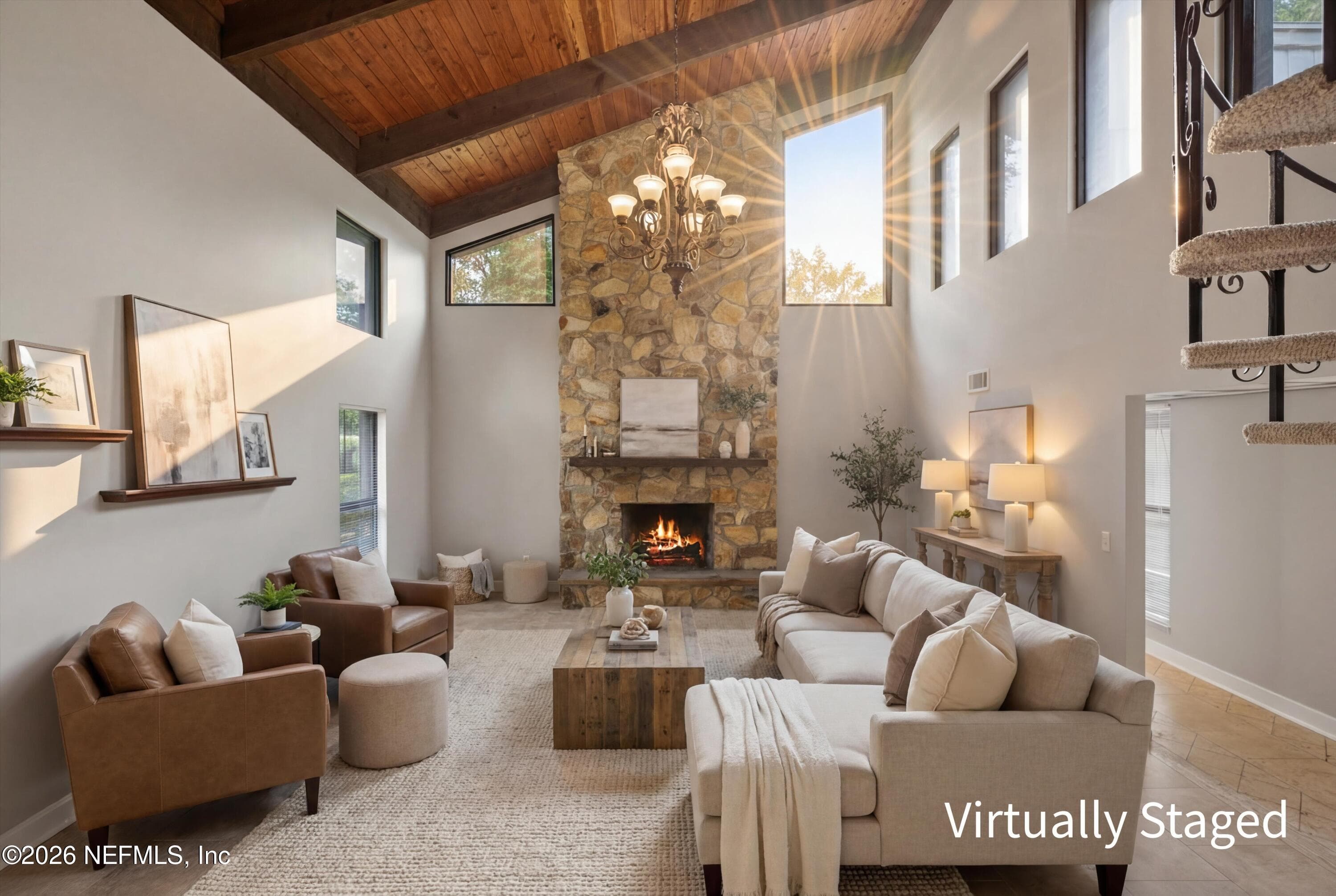 Living room, Virtually staged photo. — 2411 HALPERNS Way, Middleburg, FL 32068