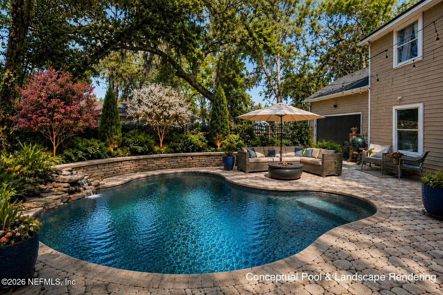 Conceptual Pool & Landscape Rendering — 2280 OAK FOREST Drive, Jacksonville Beach, FL 32250