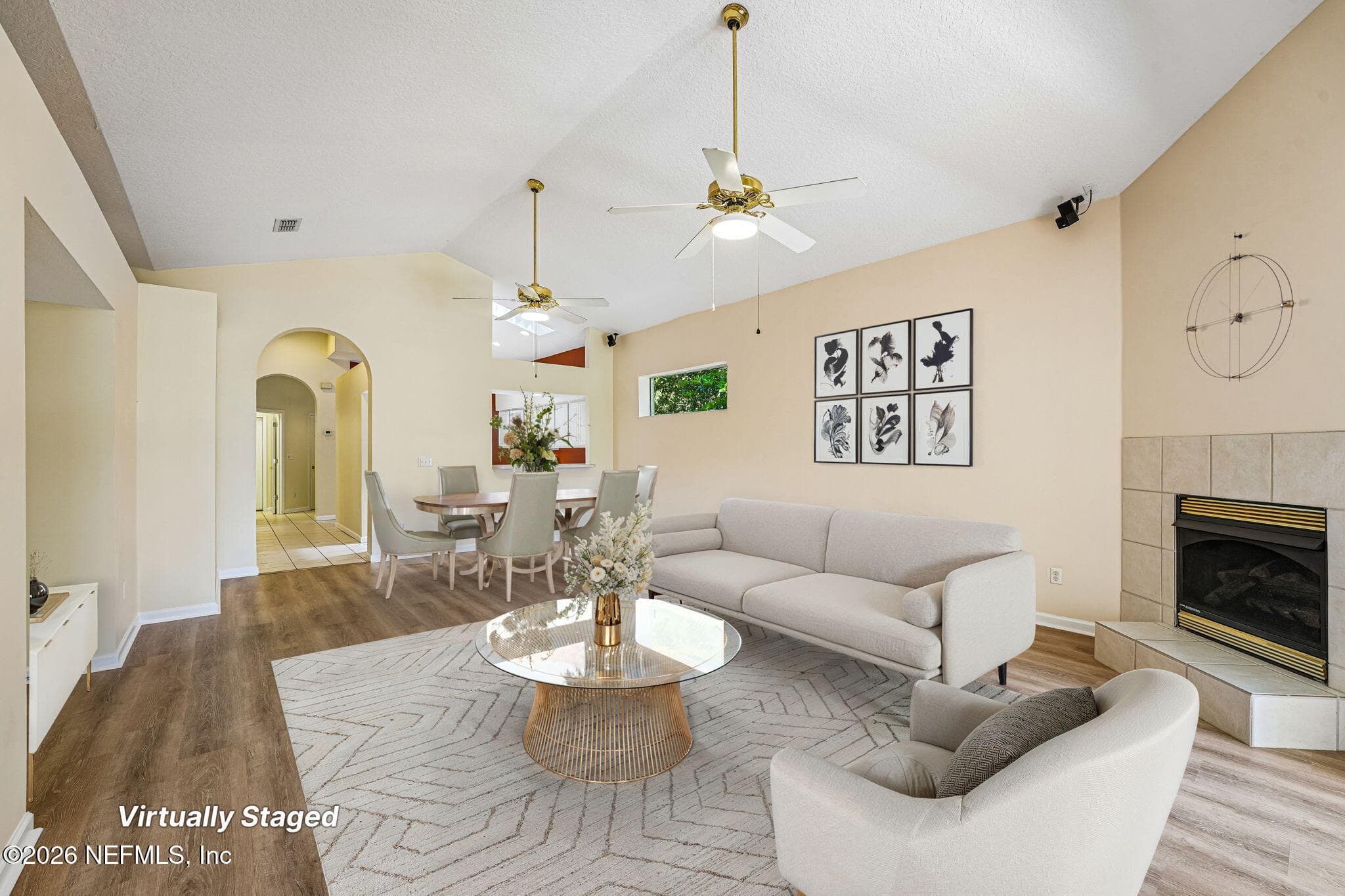 Very Large, Open Living and Dining Areas, Cathedral Ceiling, Ceiling Fans, LVP Flooring — 212 SALT GRASS Court, Ponte Vedra Beach, FL 32082