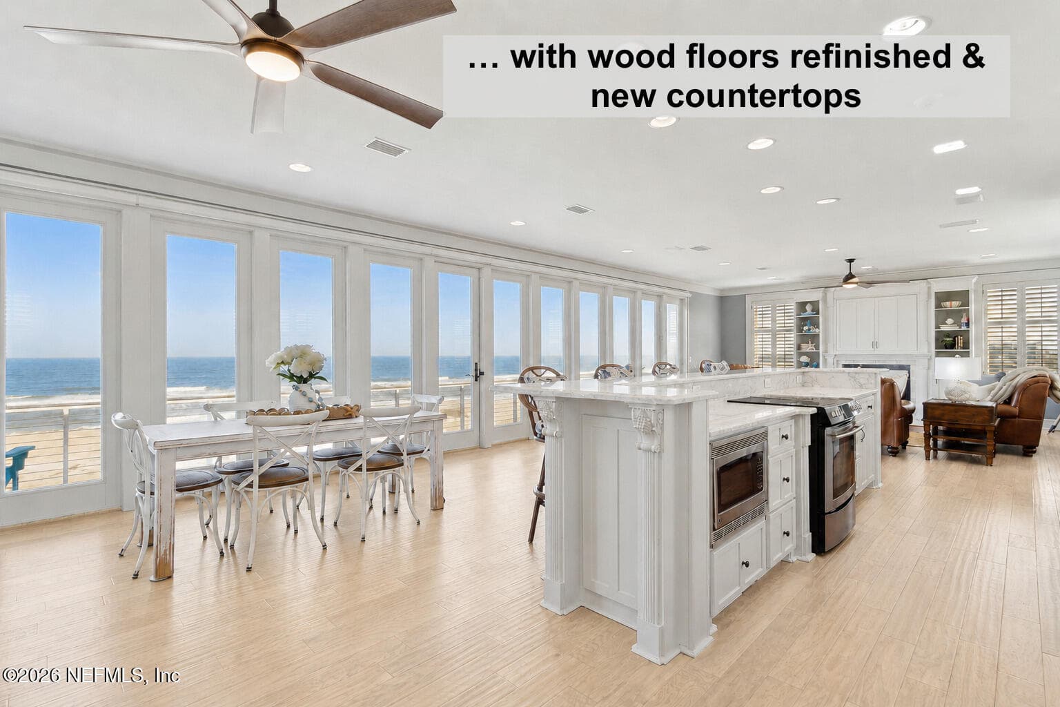 The engineered wood floors are easily refinished to give a whole new look ... — 822 S FLETCHER Avenue, Fernandina Beach, FL 32034