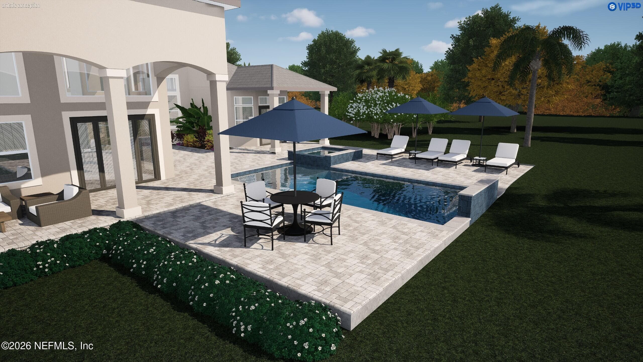 Pool rendering by Surfside Pools — 24469 HARBOUR VIEW Drive, Ponte Vedra Beach, FL 32082