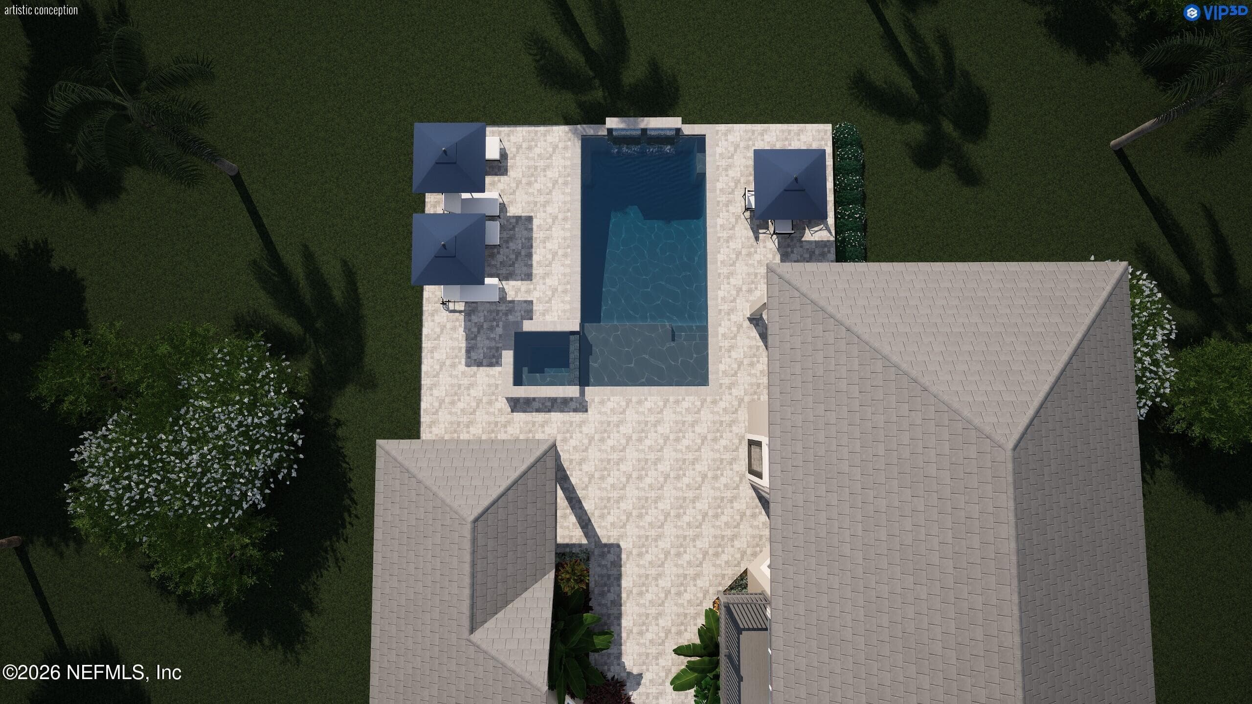 Pool rendering by Surfside Pools — 24469 HARBOUR VIEW Drive, Ponte Vedra Beach, FL 32082