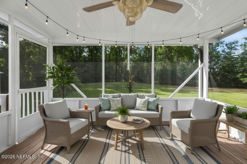 Virtually staged back porch — 44480 SWALLOWFORK Avenue, Callahan, FL 32011